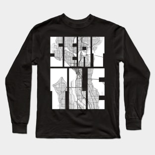 Seattle, USA City Map Typography - Light Long Sleeve T-Shirt